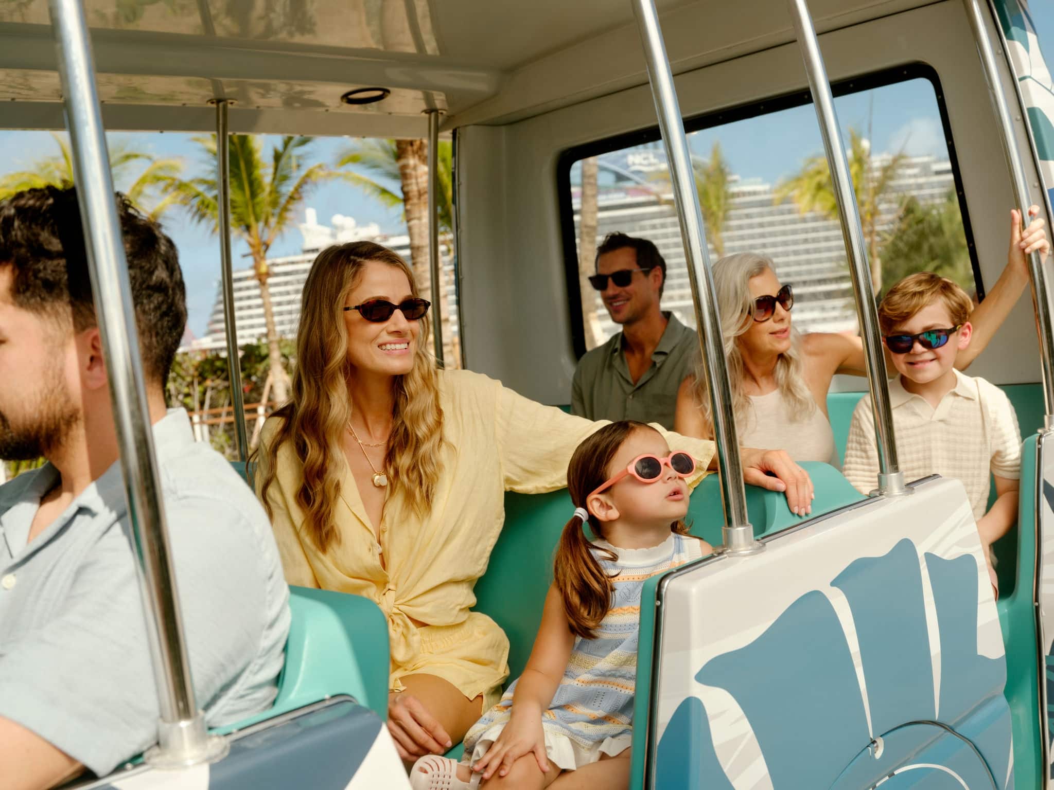 Family on tram.