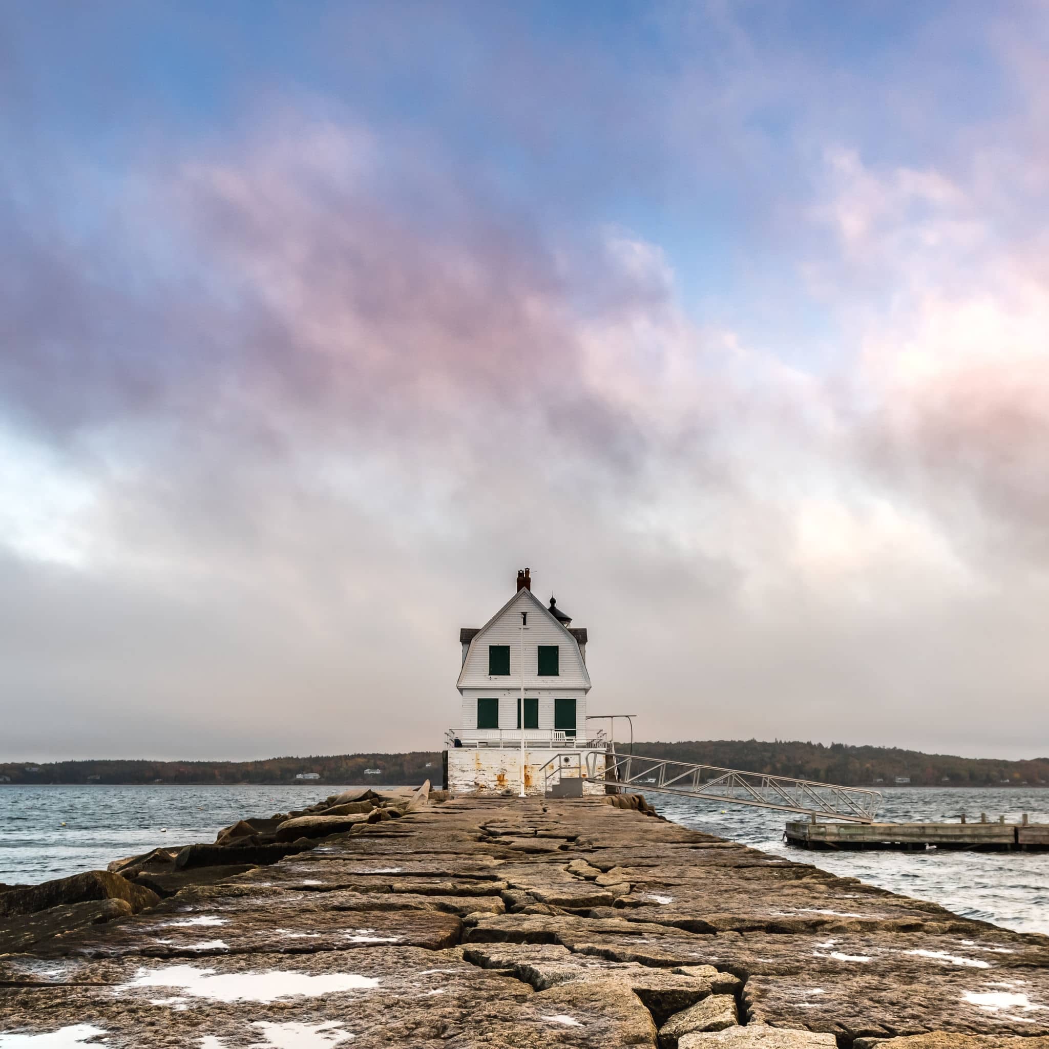 Colorful Clouds Above The Rockland Harbor Breakwater Lighthouse