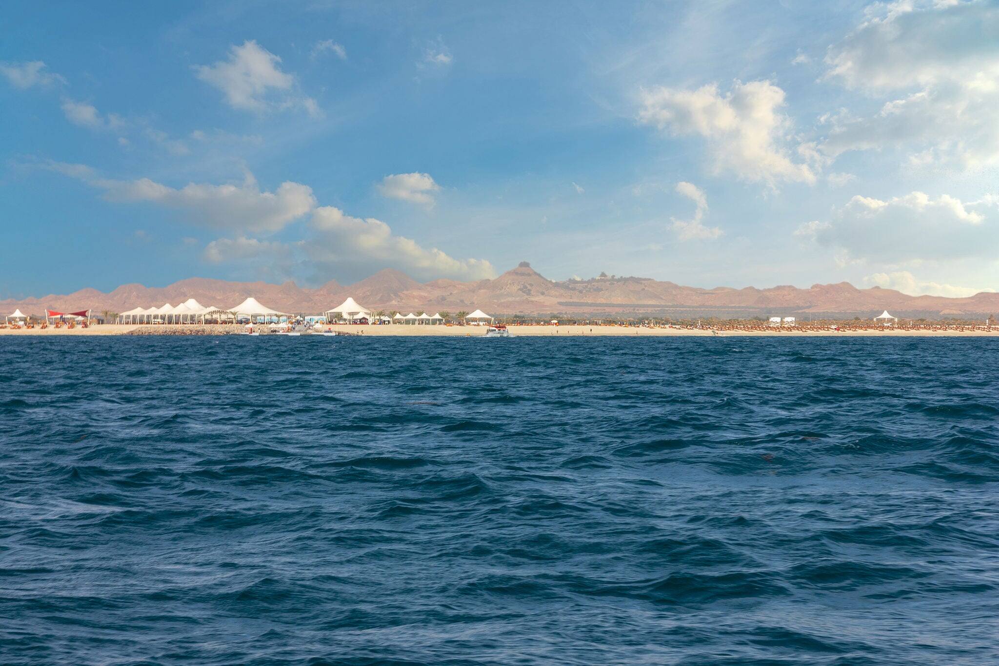 Sea waterfront view, Abu Dhabi, Sir Bani Yas island. United Arab Emirates (UAE).