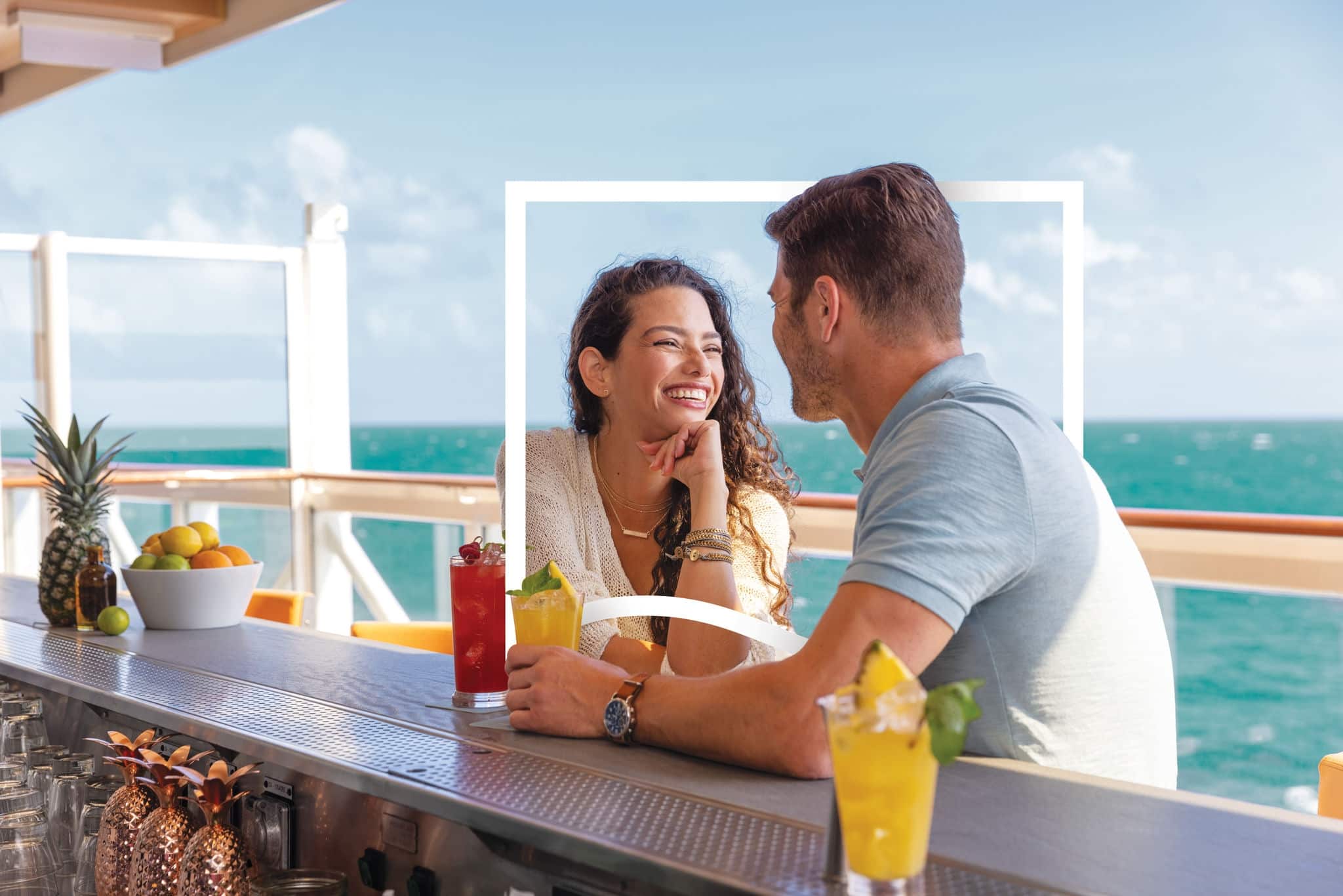 Couple on Norwegian Encore at Mojito Bar