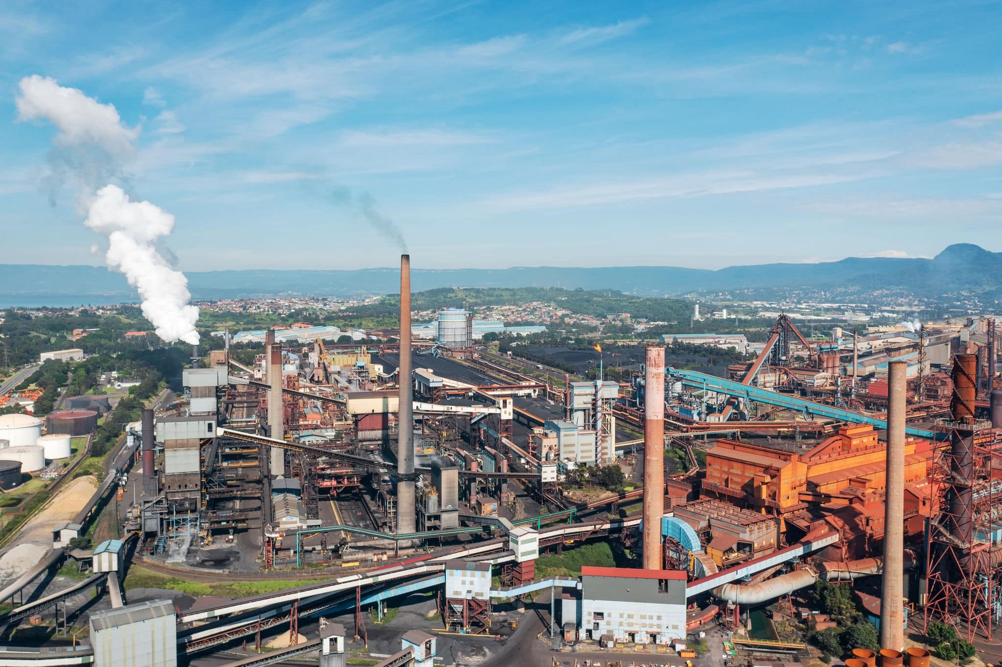 Aerial view of industry at Port Kembla, Australia