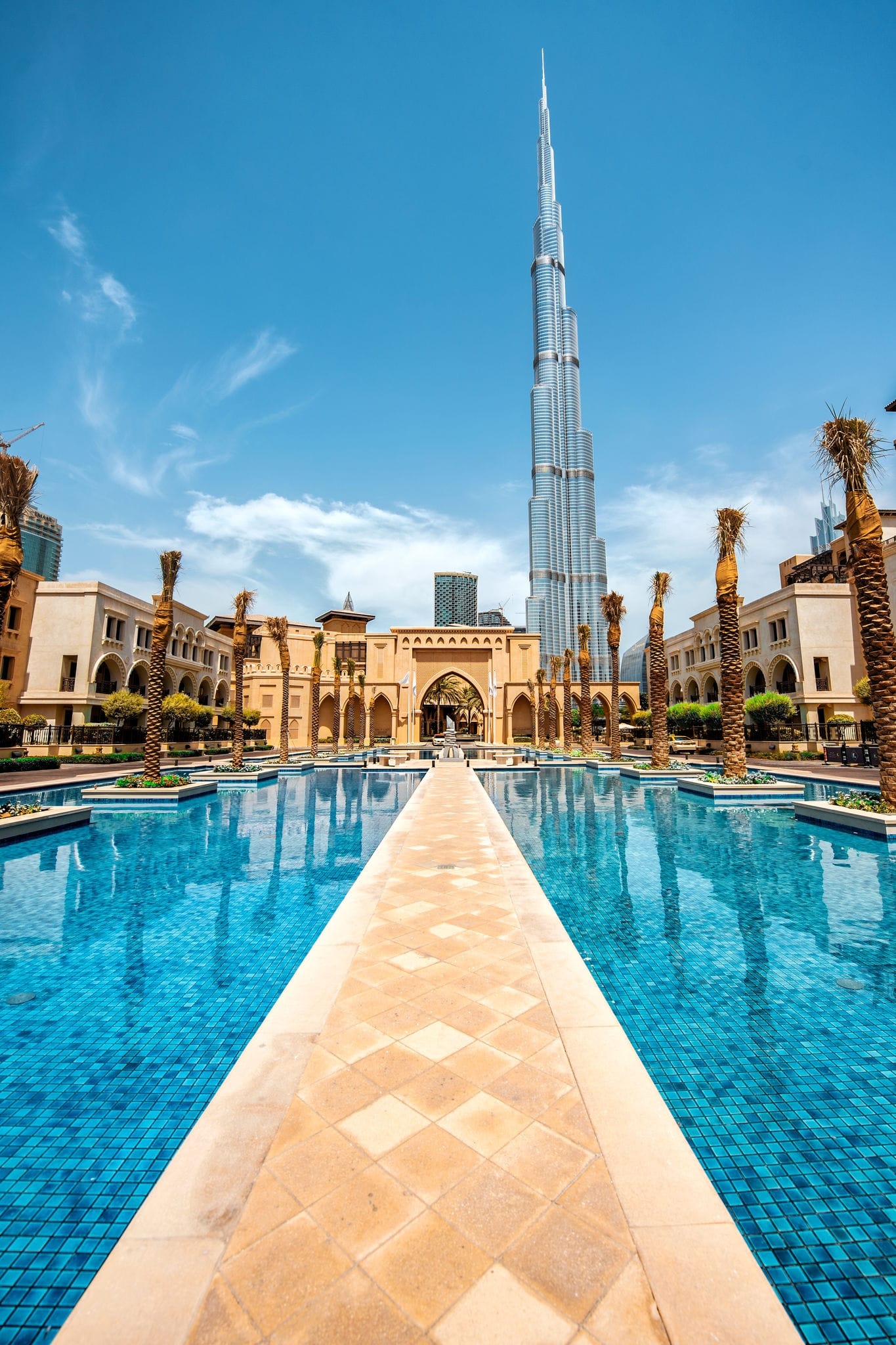 Dubai tallest tower Burj Khalifa on a beautiful morning! Luxury travel concept. 