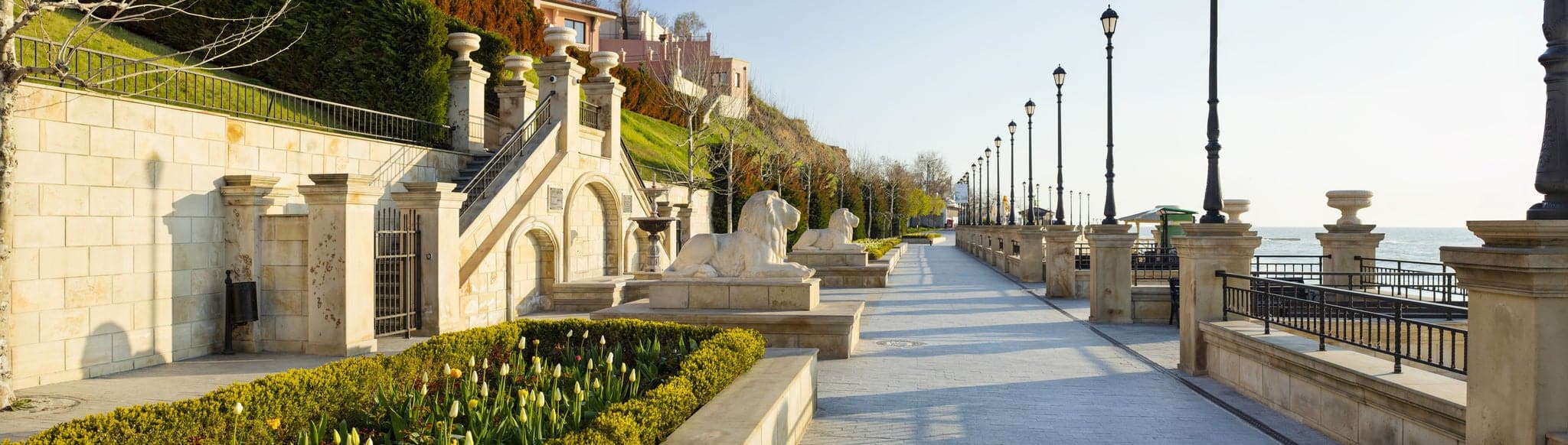 panorama of embankment in Odessa city in Ukraine