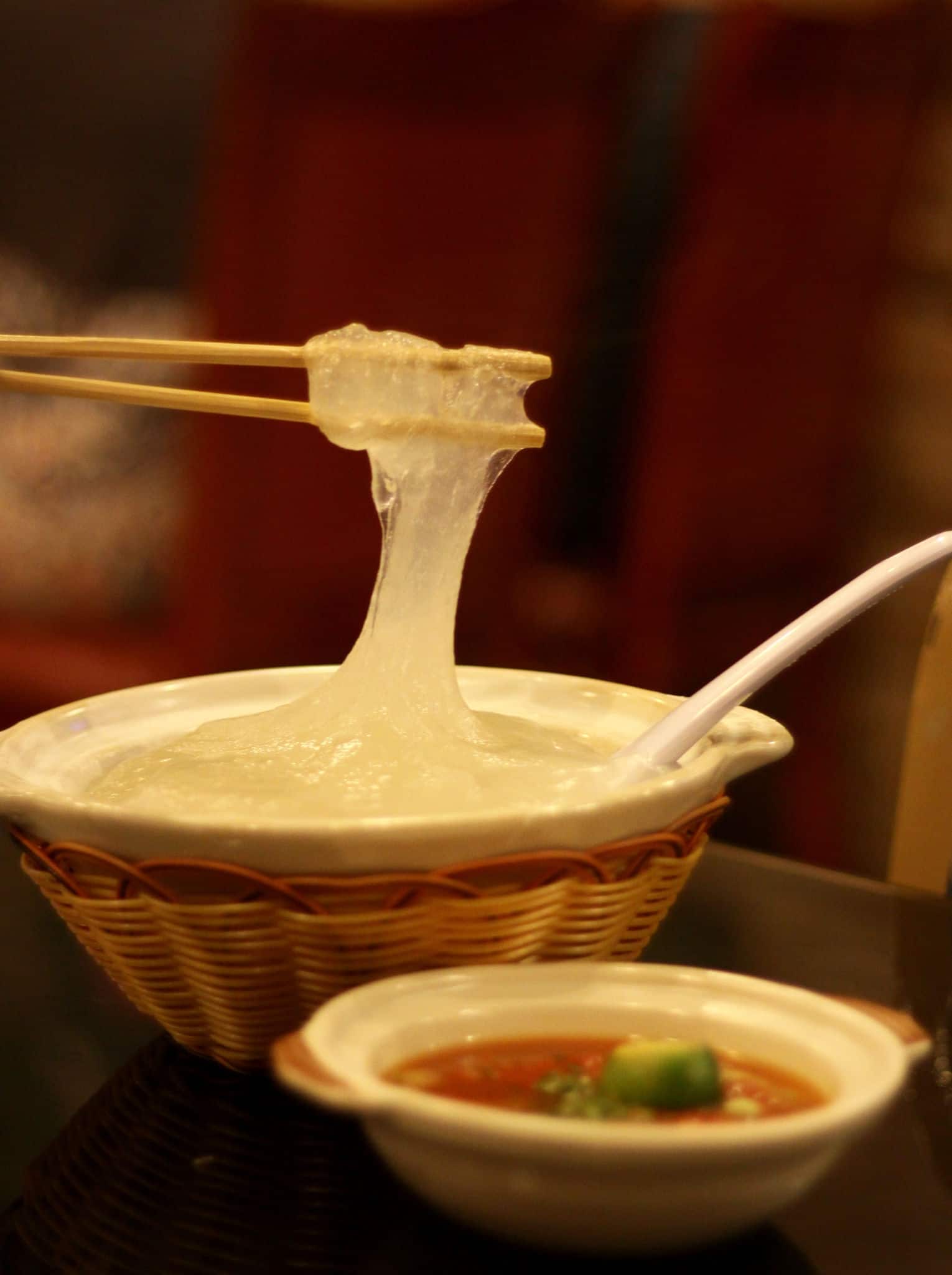 Ambuyat, a tapioca based food with a starchy texture is served during Ramadhan in Brunei.