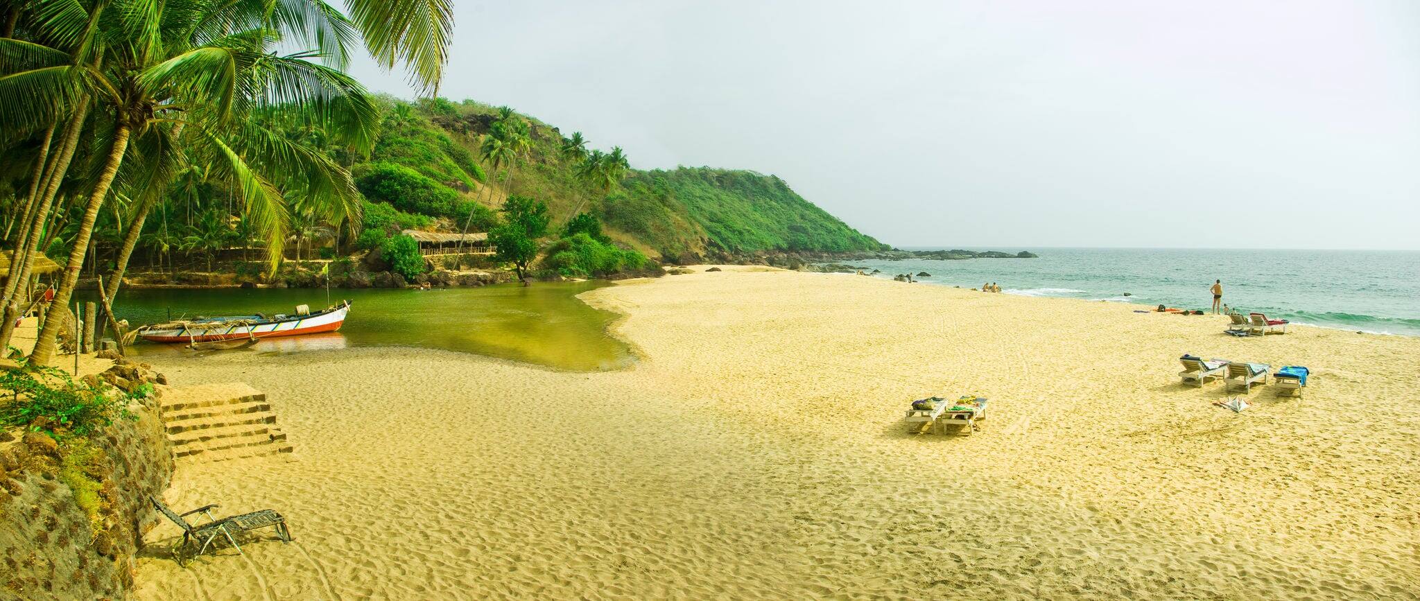 Tropical river and seashore in South Goa. India