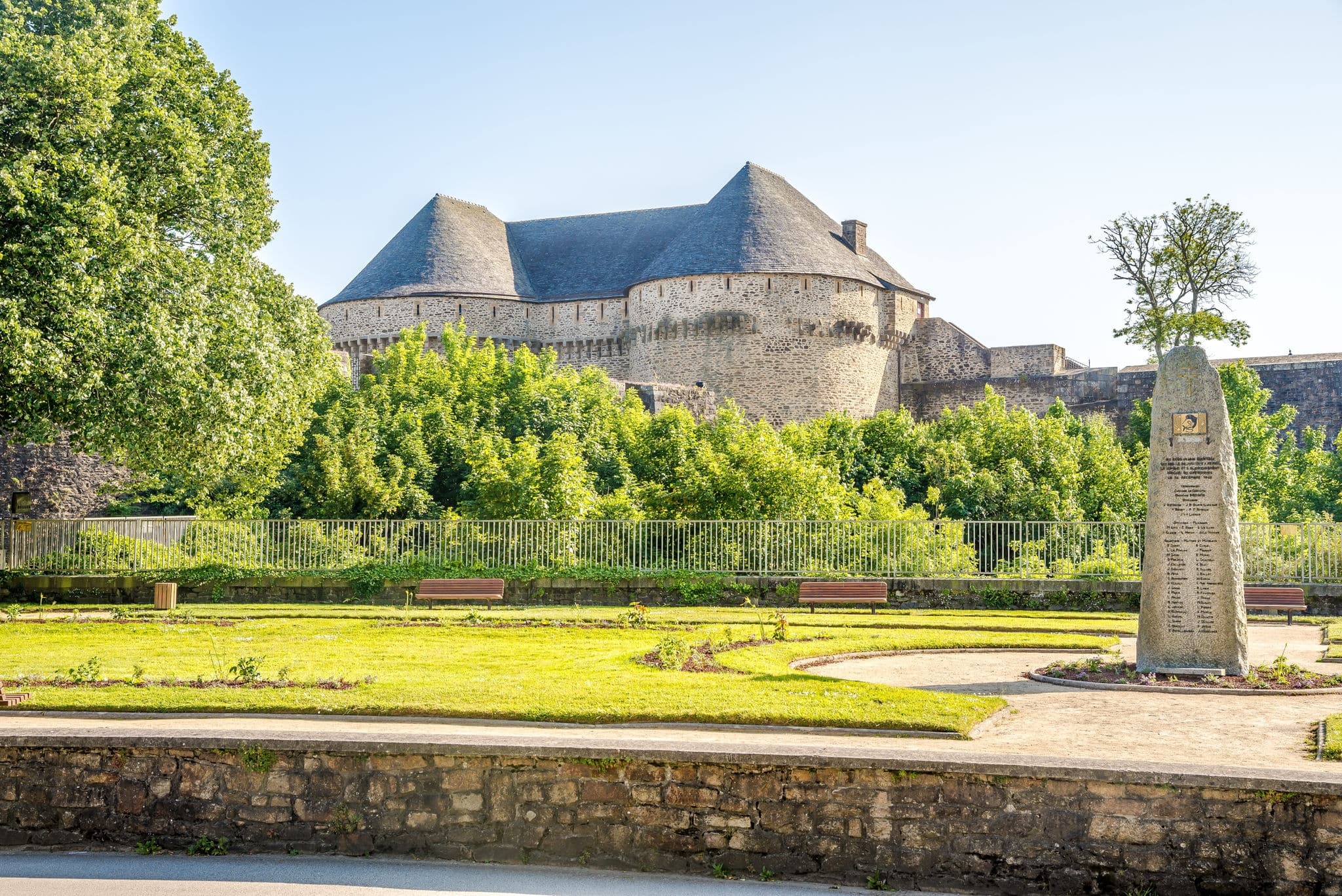 View at the Castle of Brest with War Memorial in the streets of Brest - France