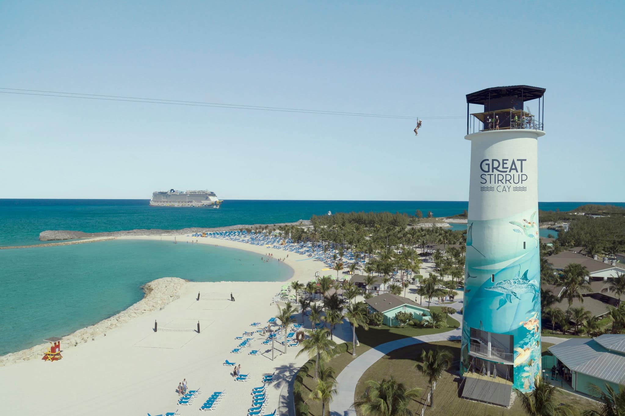 Zip line in Great Stirrup Cay. 