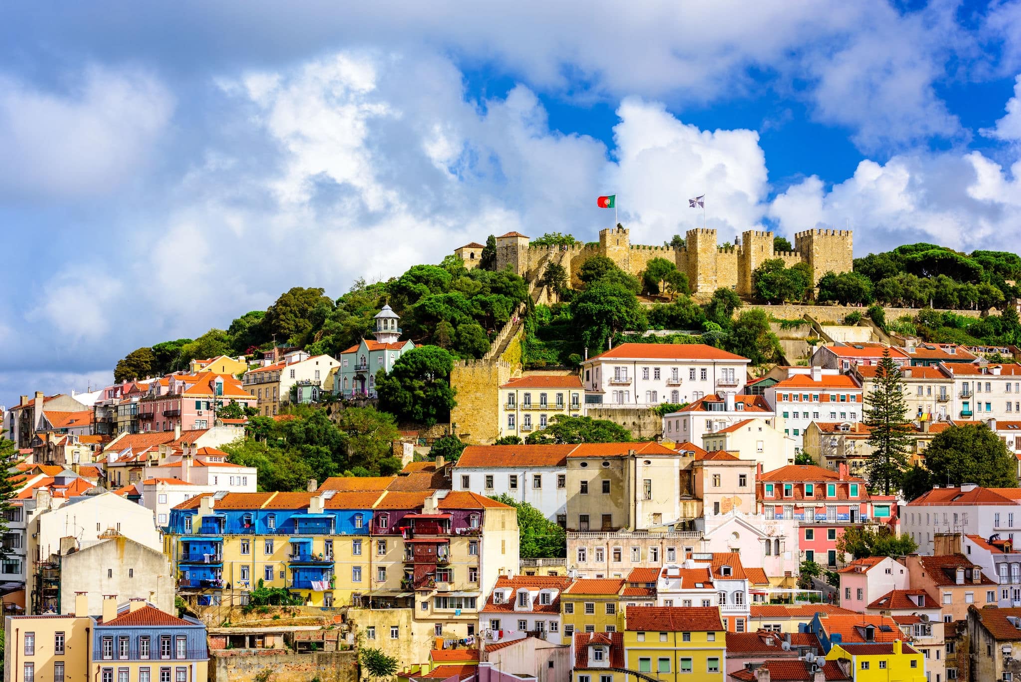 Lisbon, Portugal skyline at Sao Jorge Castle.