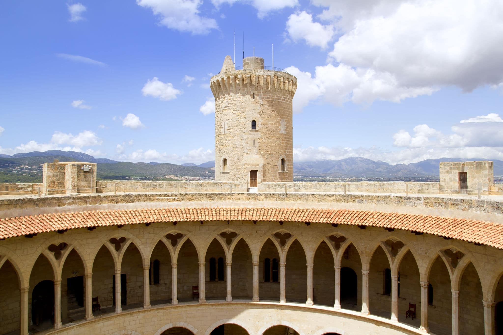 Bellver Castle Castillo tower in Majorca at Palma de Mallorca Balearic Islands