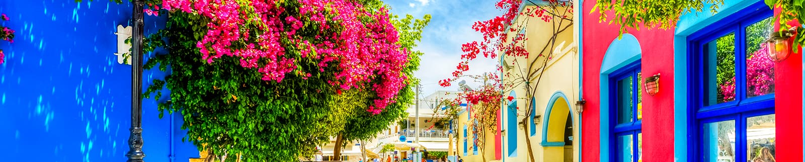 Colorful street view in Kos, Island.