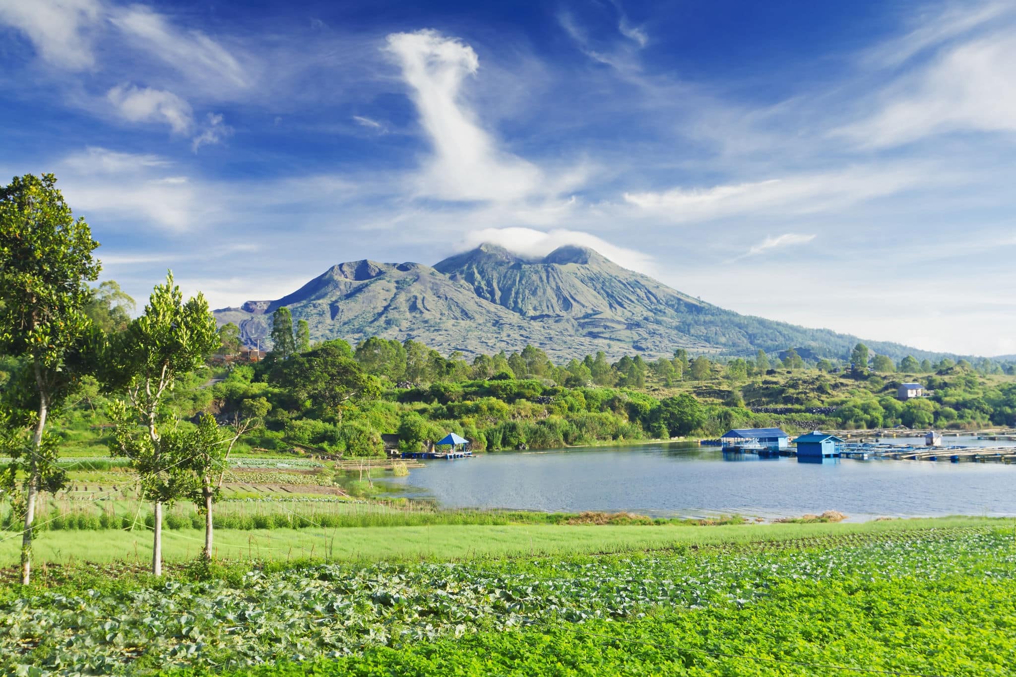 Landscape of Batur volcano on Bali island, Indonesia