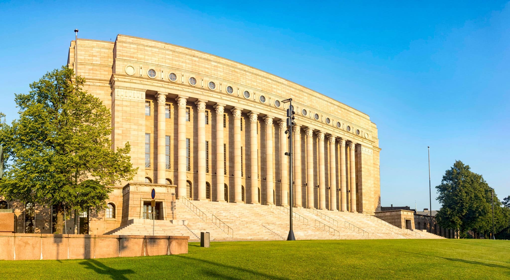 Helsinki. Finland. The Parliament building in the morning sun.