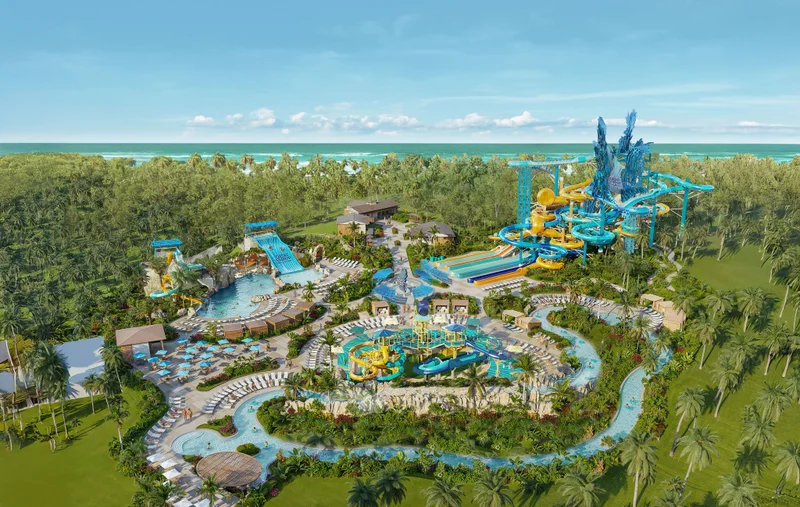Aerial view of Norwegian Cruise Line's Great Tides Waterpark at Great Stirrup Cay