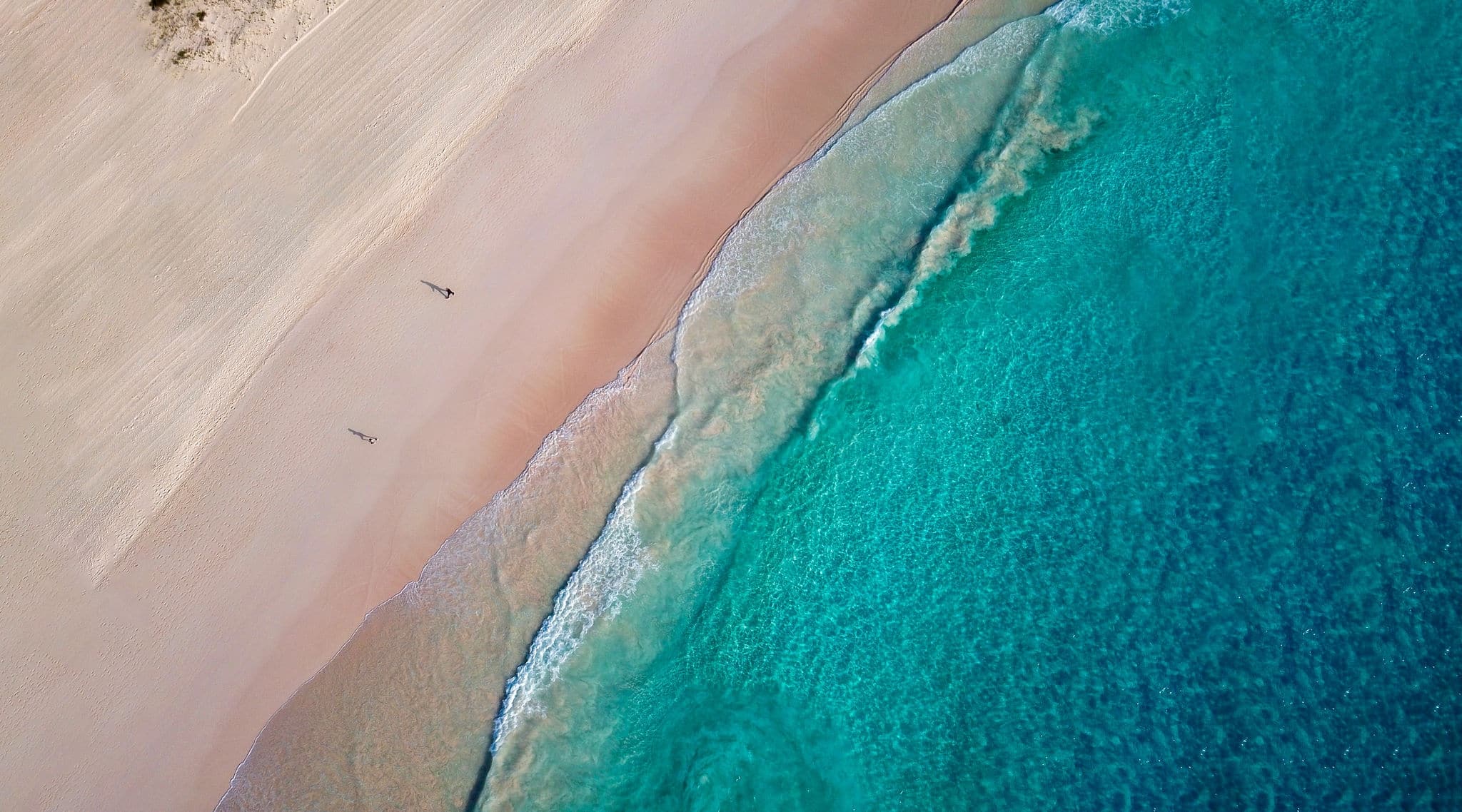 The drone aerial view of horseshoe bay beach, ‍Bermuda island.