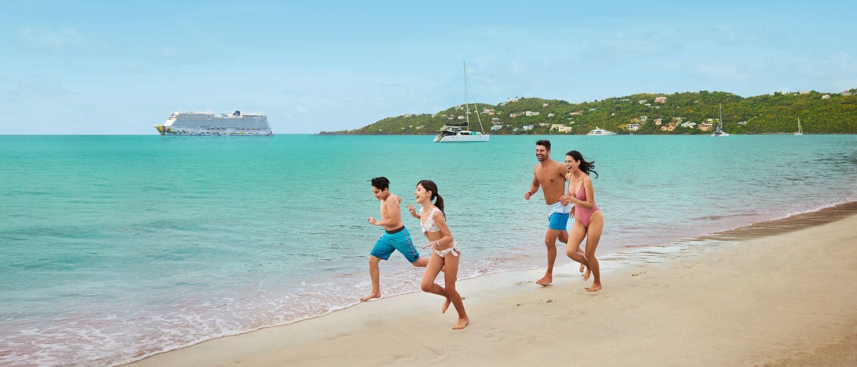 Family on beach in St. Thomas. 