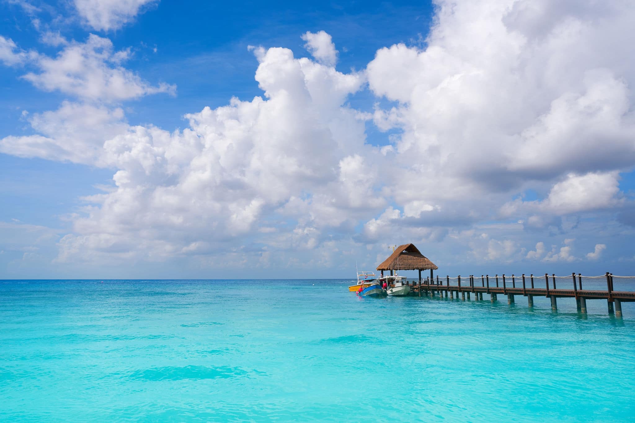 Cozumel island beach pier in Riviera Maya of Mayan Mexico