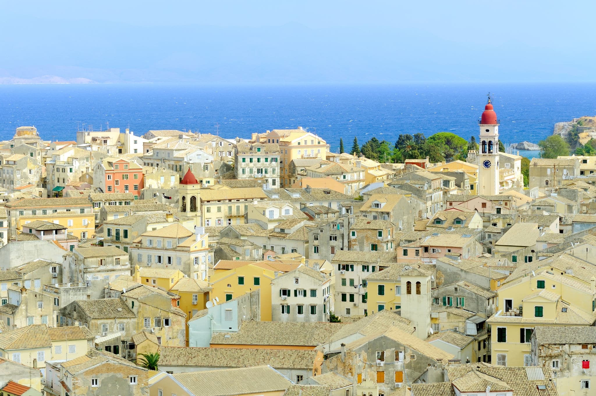 City of Kerkyra, aerial view, Corfu island, Greece