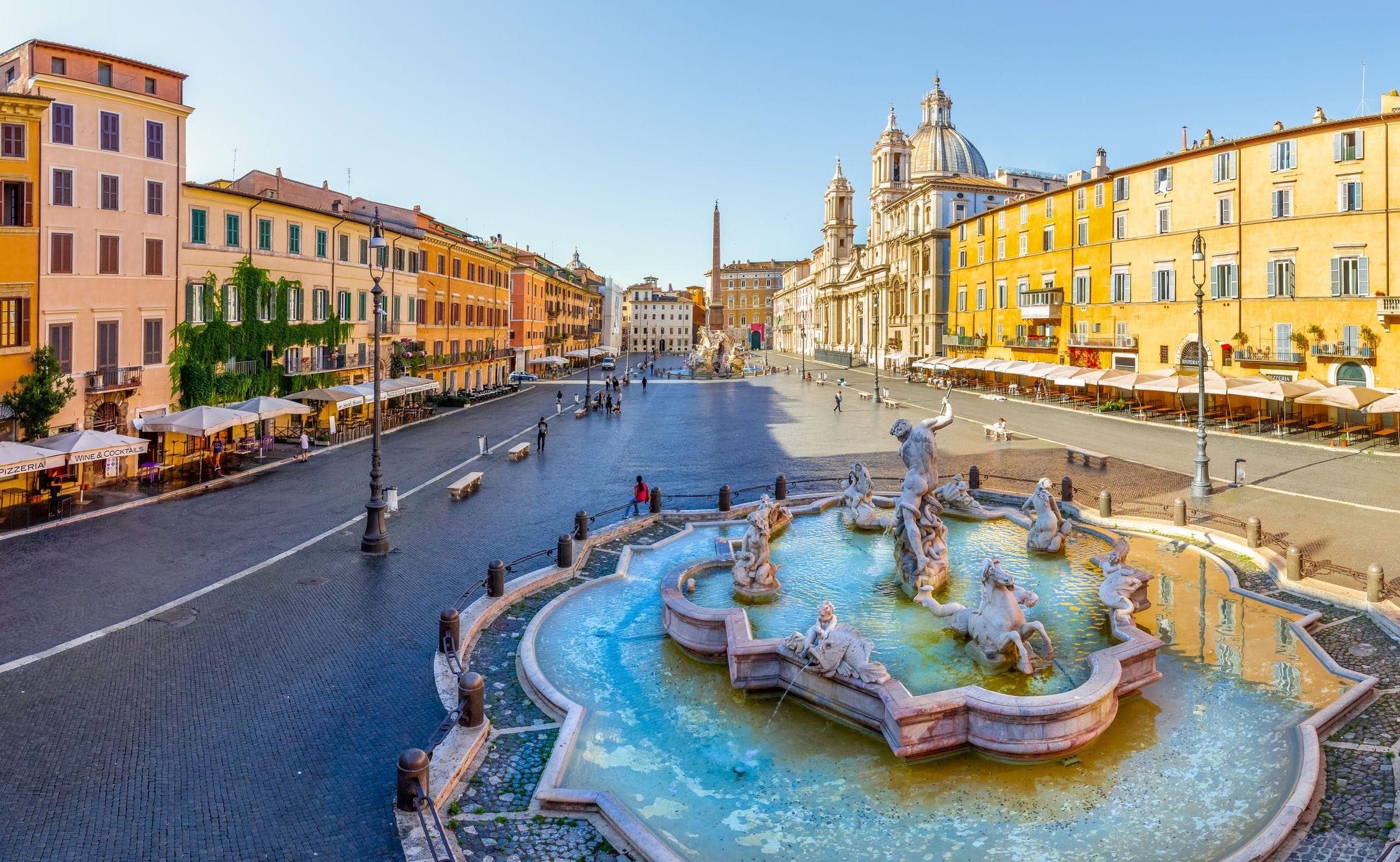 Navona Square from above(Piazza Navona) in Rome, Italy. Rome architecture and landmark. Piazza Navona is one of the main attractions of Rome and Italy.
