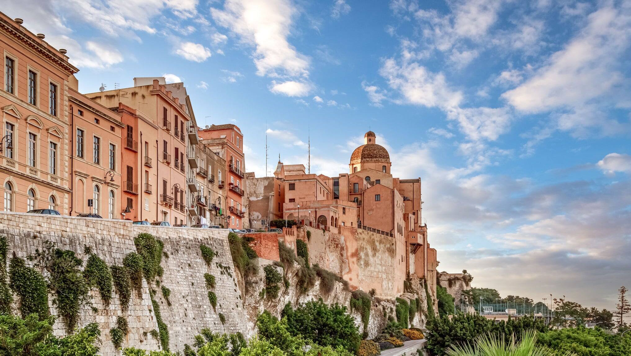 View of the Cathedral in the historic quarter of Cagliari, Sardinia, Italy.