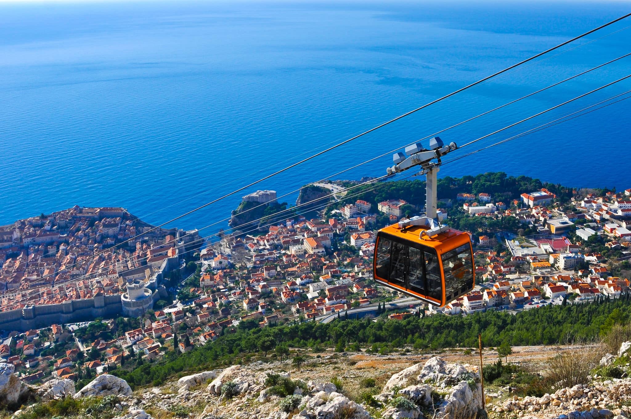 Cable Car moving down to Dubrovnik