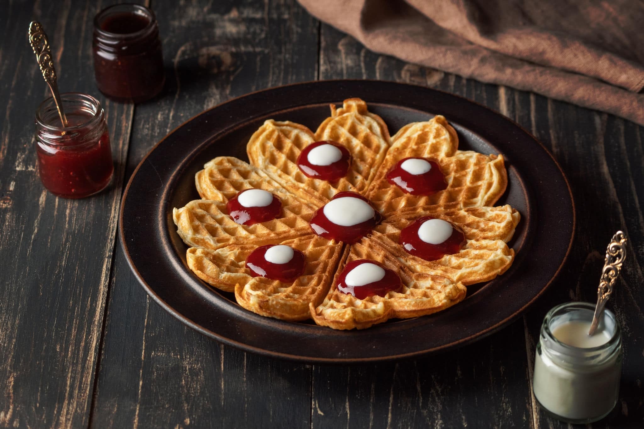 Homemade waffles. Norwegian (scandinavian) waffles