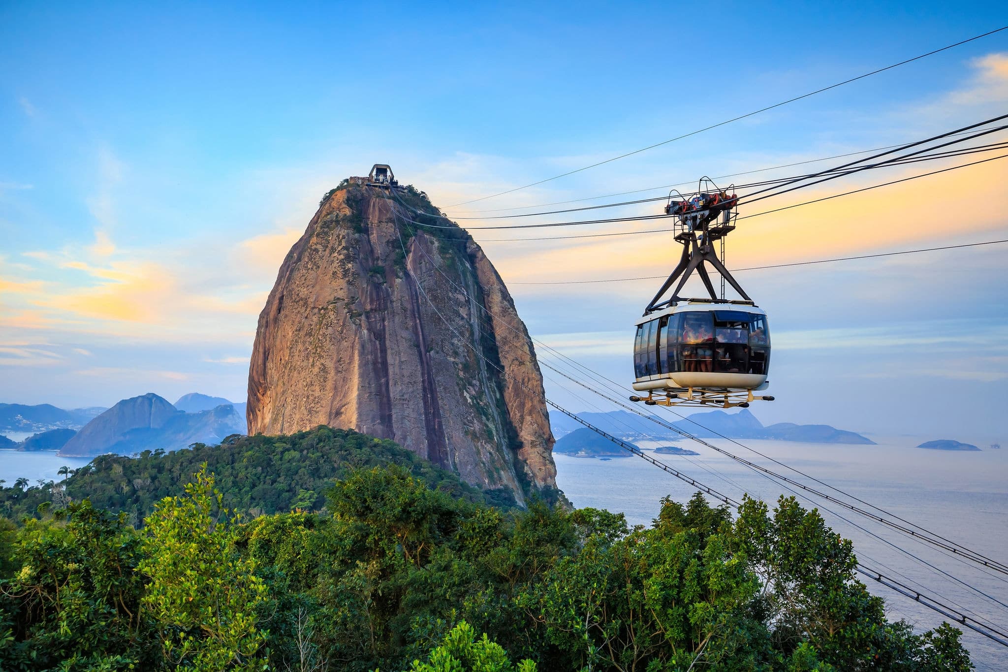 Cable car and  Sugar Loaf mountain in Rio de Janeiro