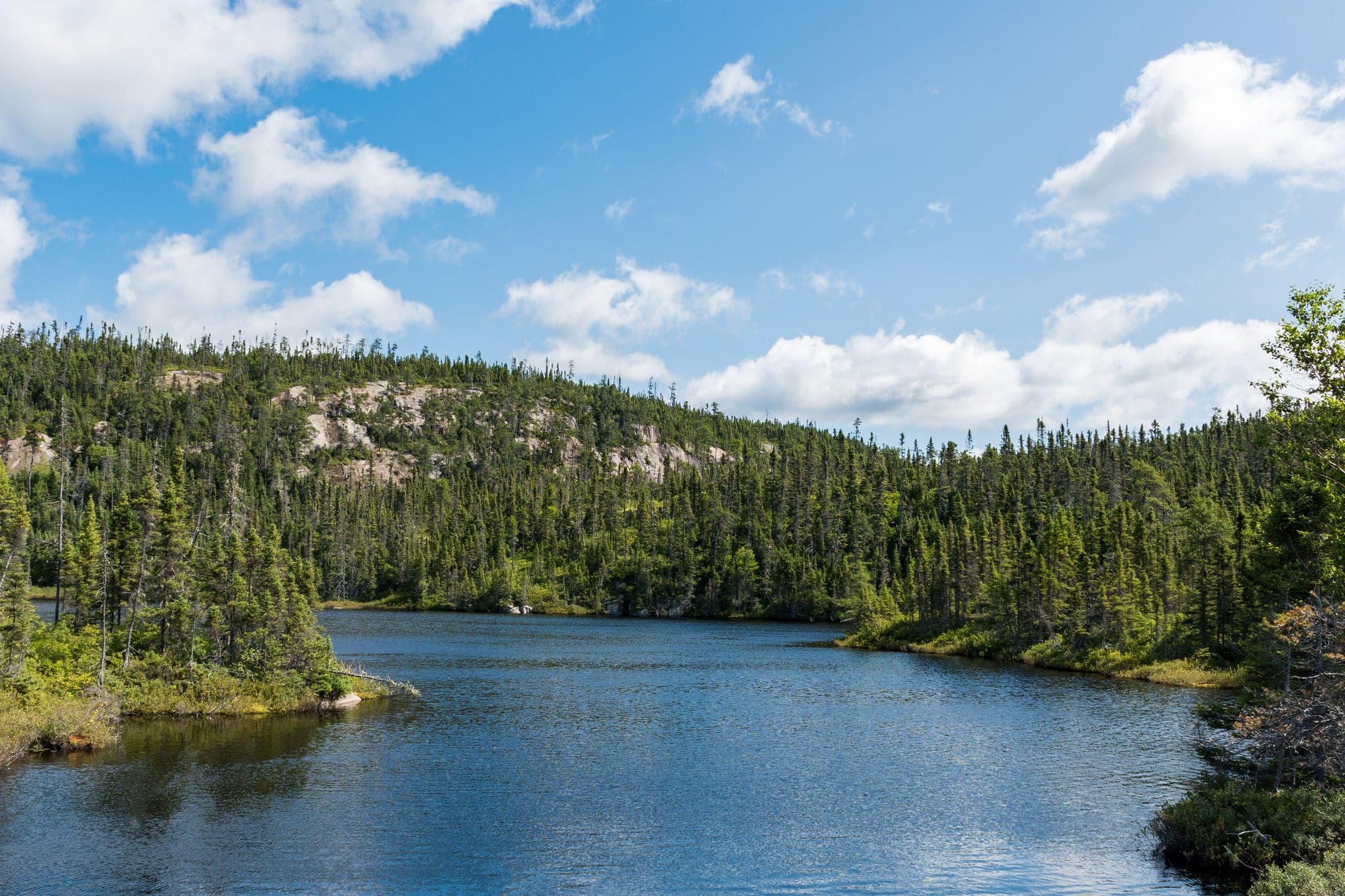 Beautiful view of a river near Baie-Comeau, in the Côte-Nord region of Quebec, Canada