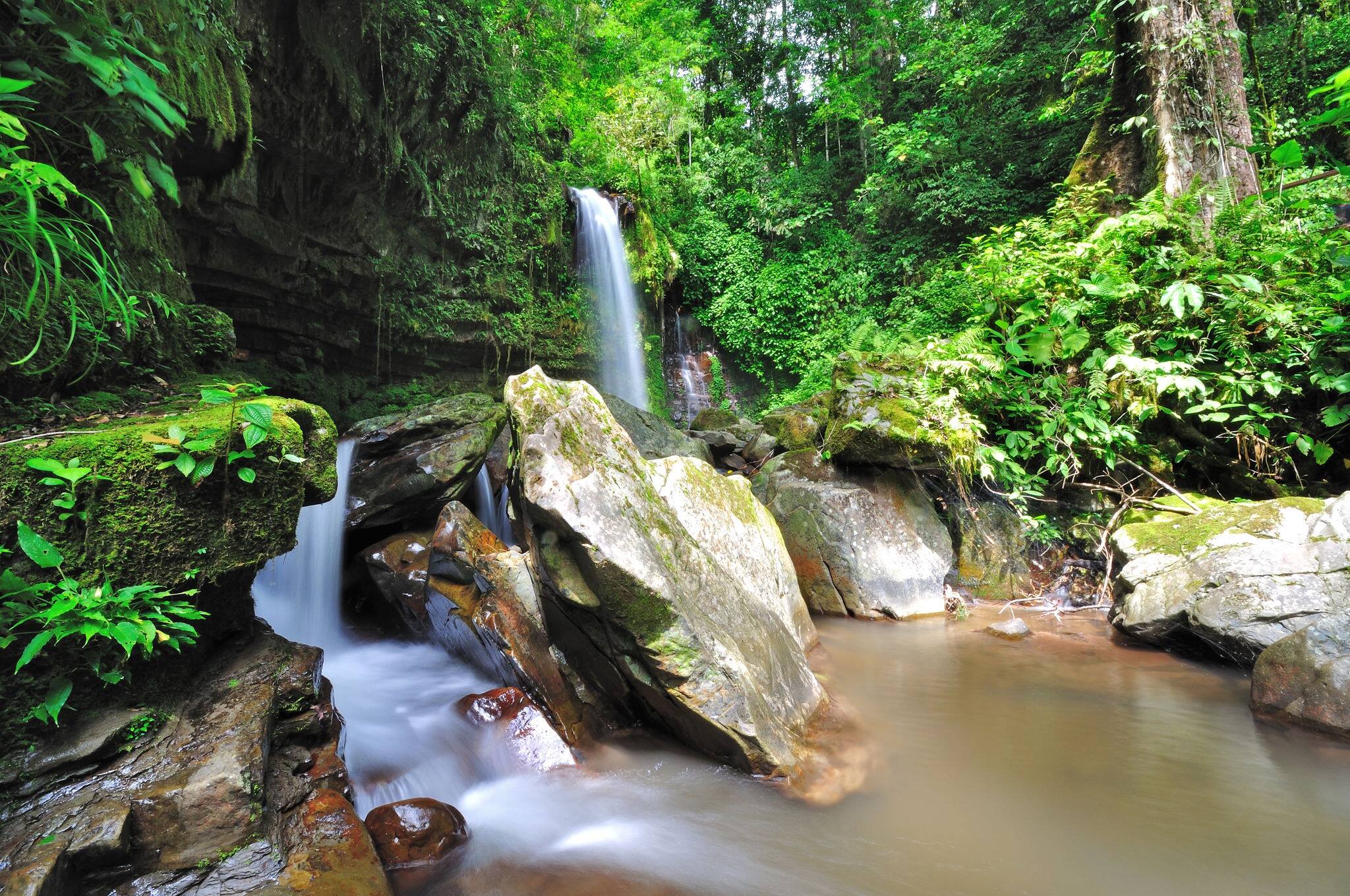 Waterfall in Borneo, Mahua Waterfall in Tambunan Kinabalu National Park.