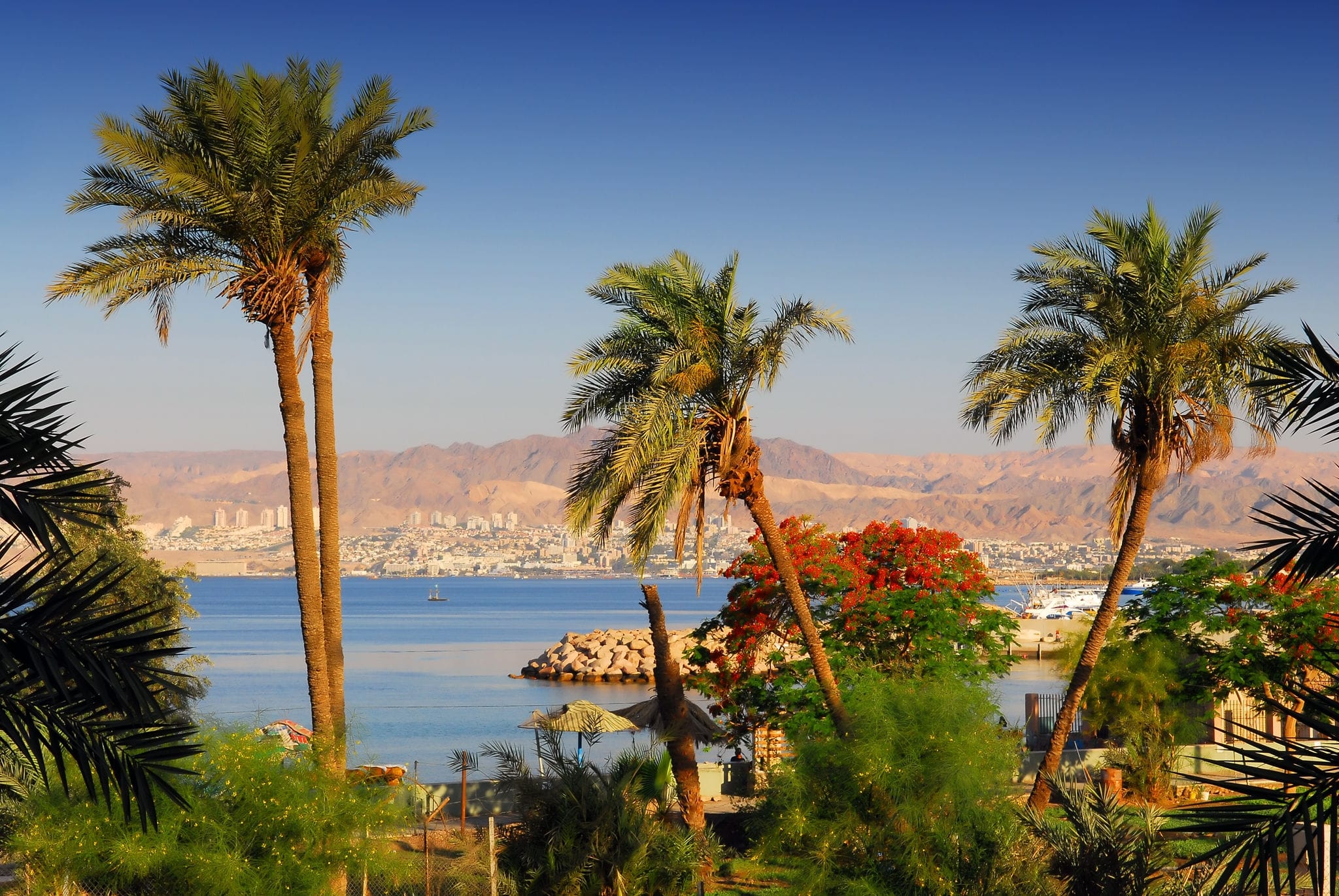 View on Eilat in Israel from Aqaba in Jordan: diving destinations on the Red Sea