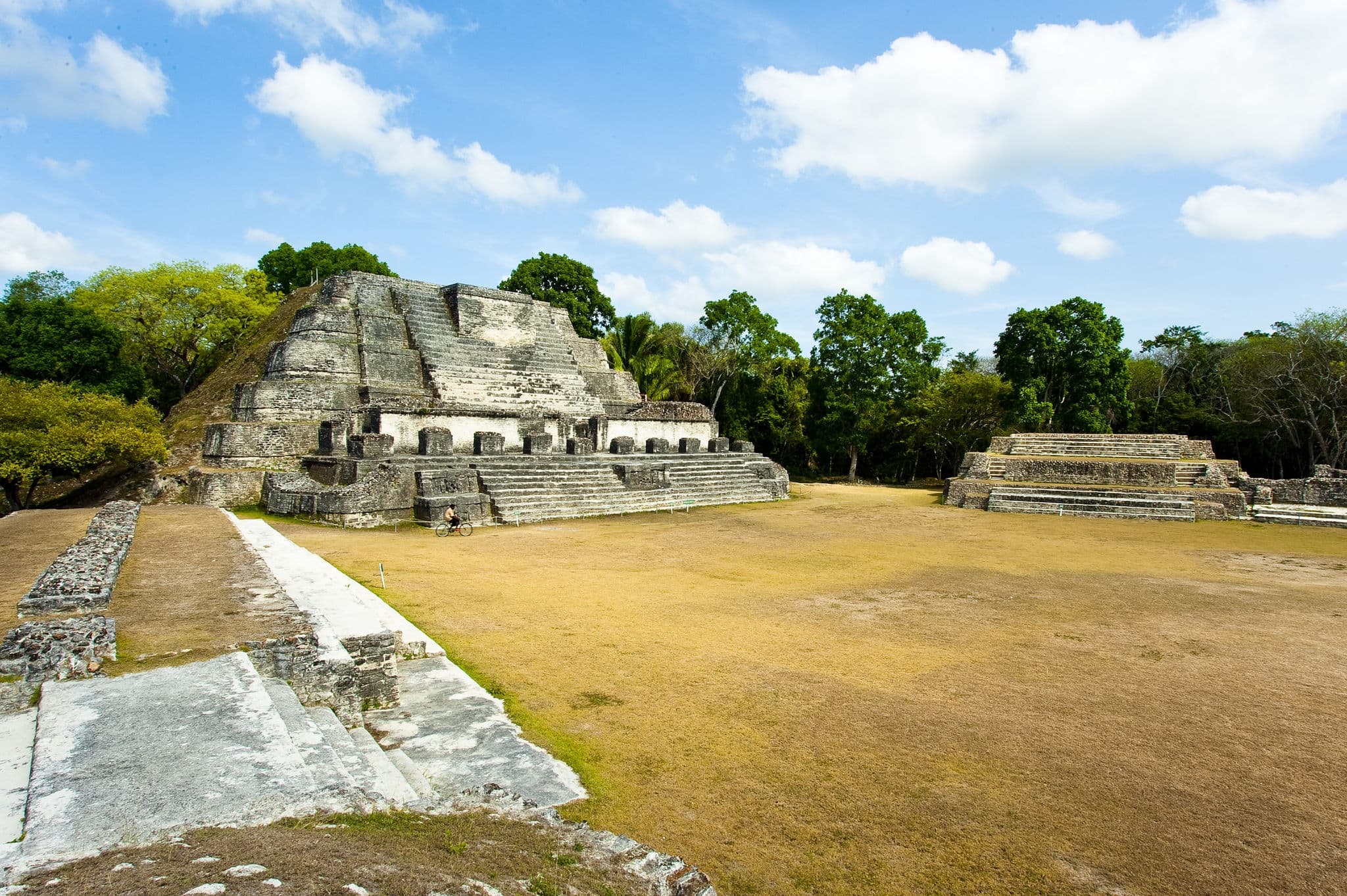 Oblique view of the Altun Ha Mayan Temple in Belize