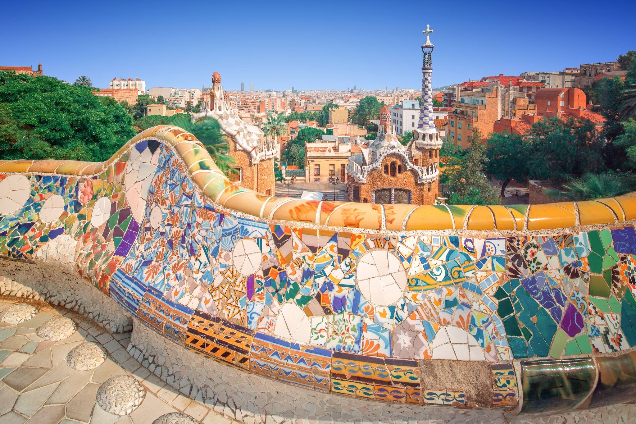 The famous park Guell in Barcelona, Spain