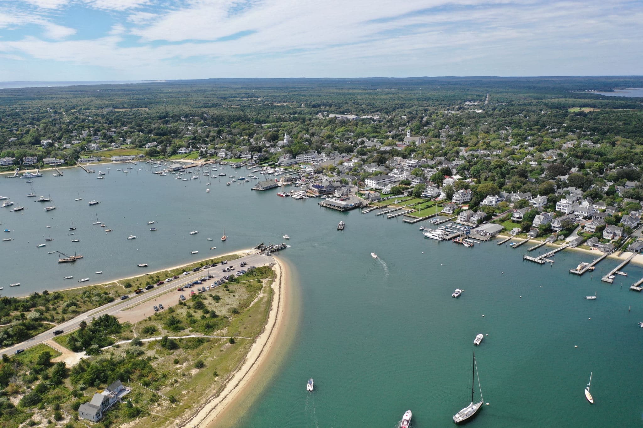 aerial view of edgartown martha's vineyard