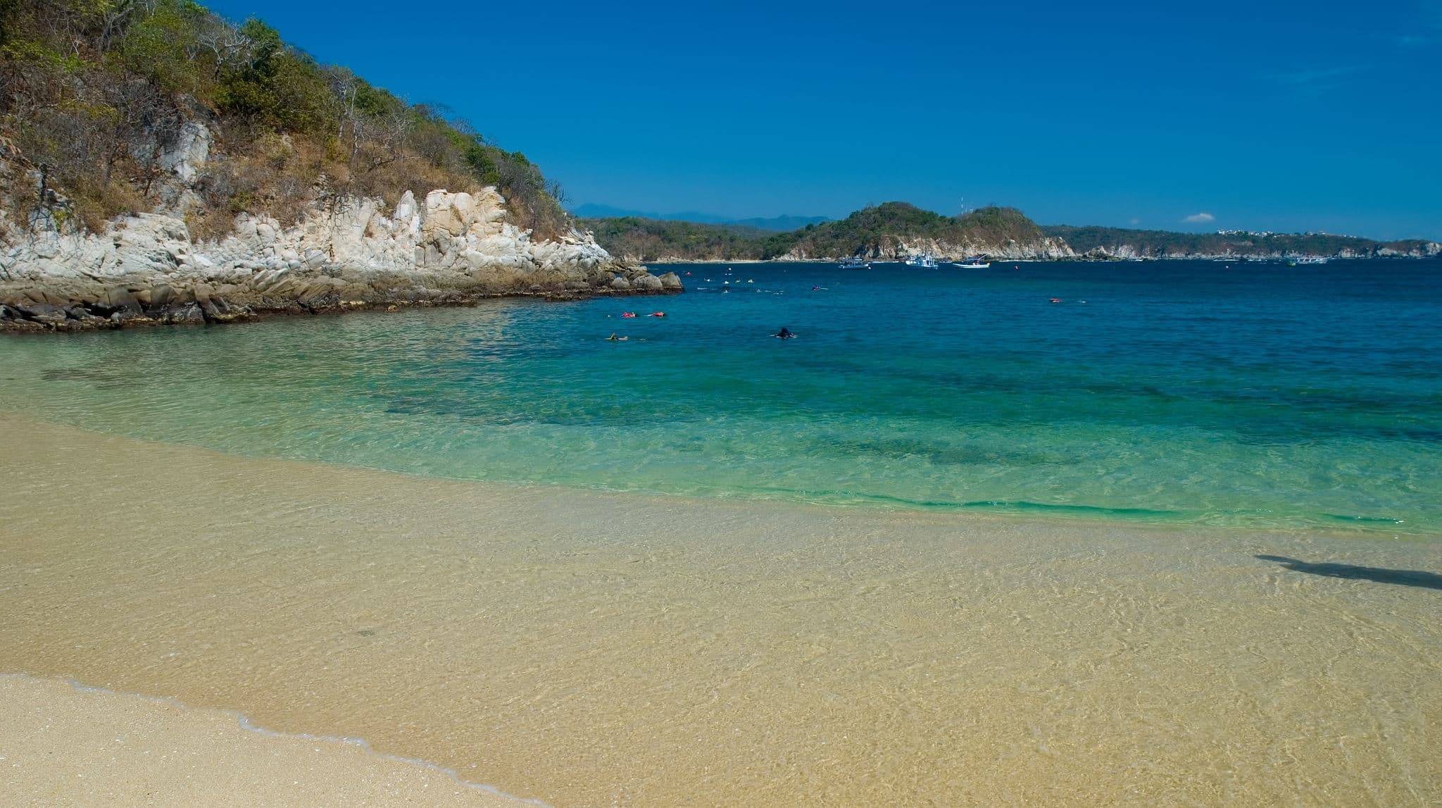 Snorkeling at a beautiful tropical beach in Huatulco, Oaxaca, Mexico