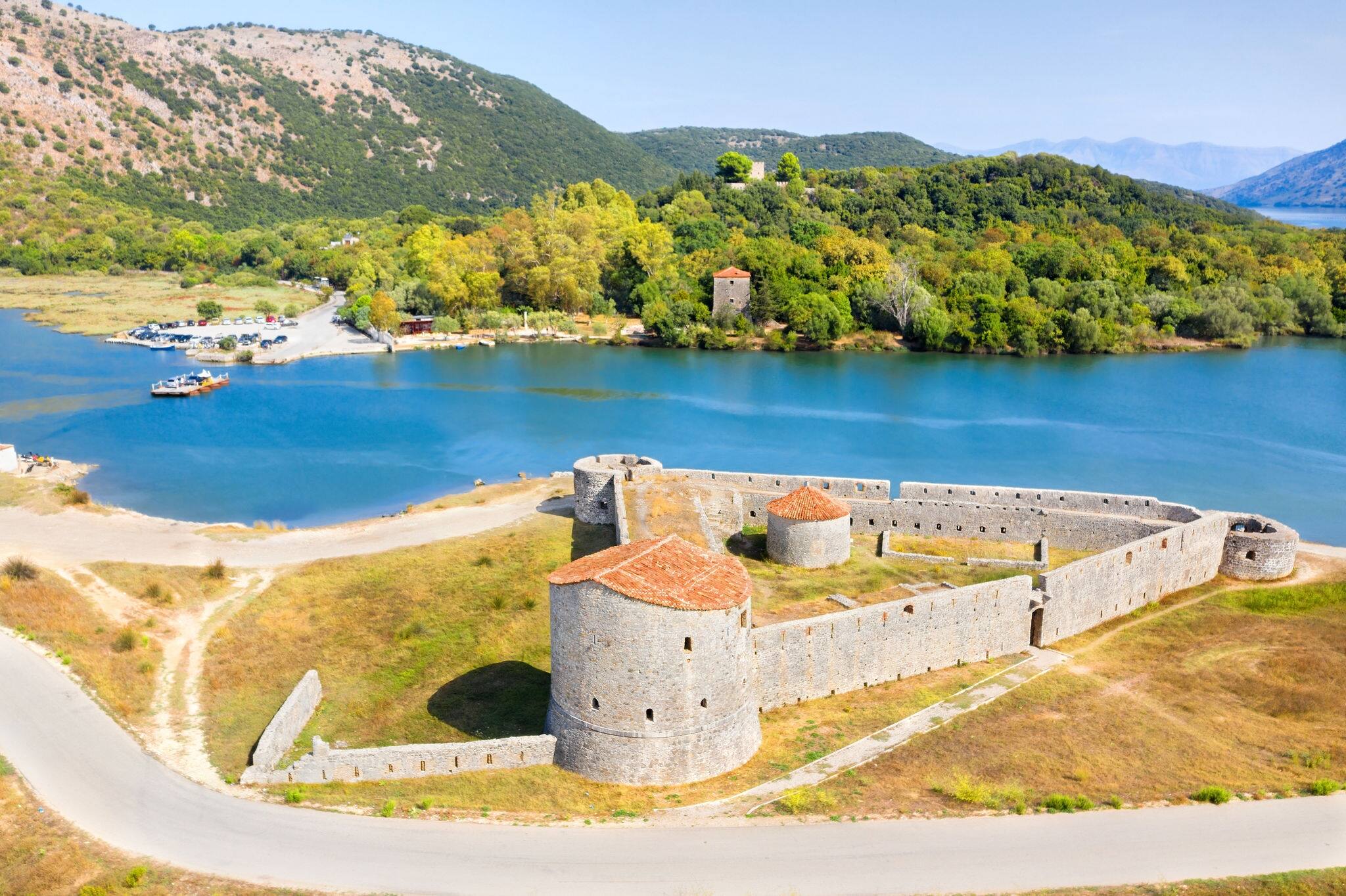 The Venetian castle. Butrint National Park and Museum-Reserve. Butrint Lake and lagoon. Vivari Strait. The Bufi River. Ferry crossing. The Ionian Sea. View from above. Saranda. Butrint. Albani