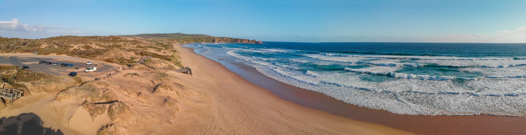 Coastline of Phillip Island, Australia. Panoramic aerial view.