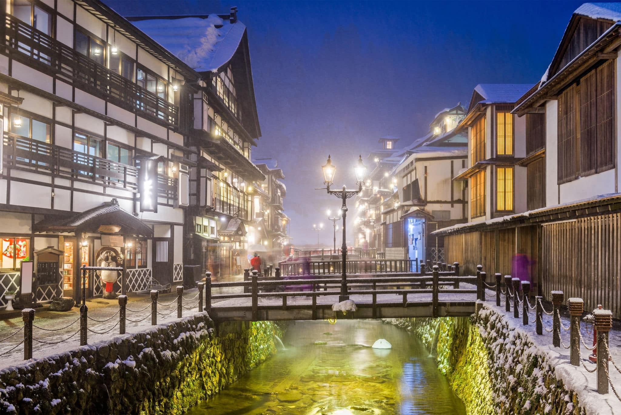 Obanazawa Ginzan Onsen, Japan hot springs town.
