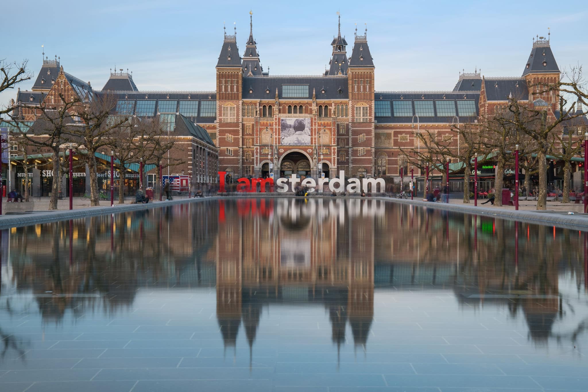 Rijksmuseum with I Amsterdam sign, Holland