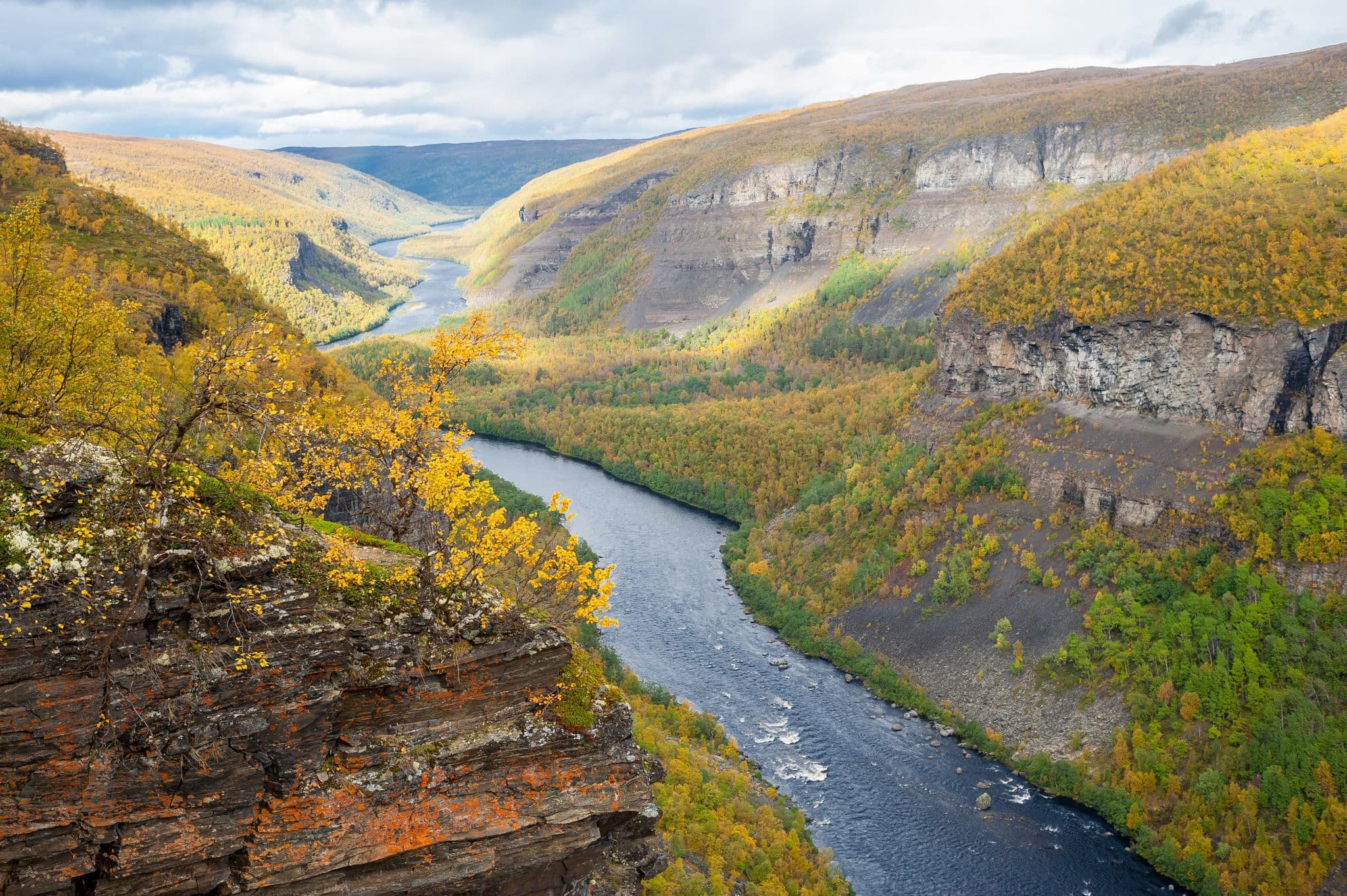 The Alta canyon: view of River Alta and gorge. Alta, Finnmark, Norway.