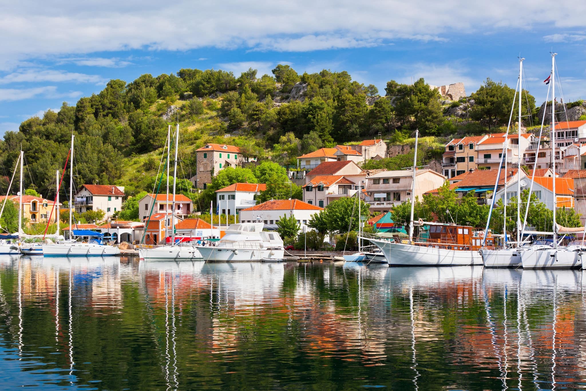 Skradin is a small historic town and harbour on the Adriatic coast and Krka river in Croatia