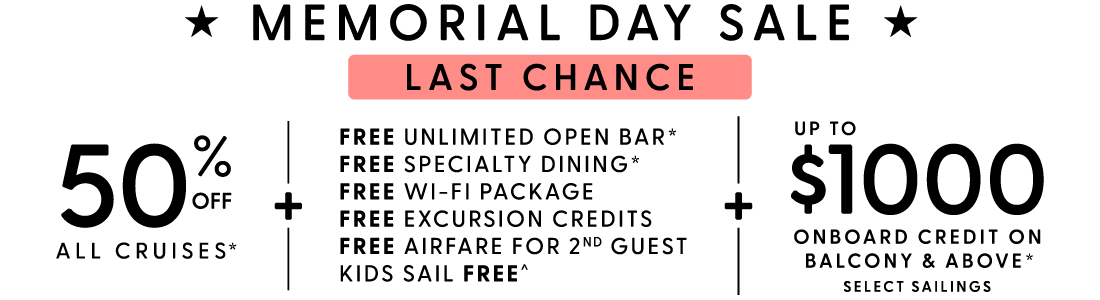 50% OFF All Cruises