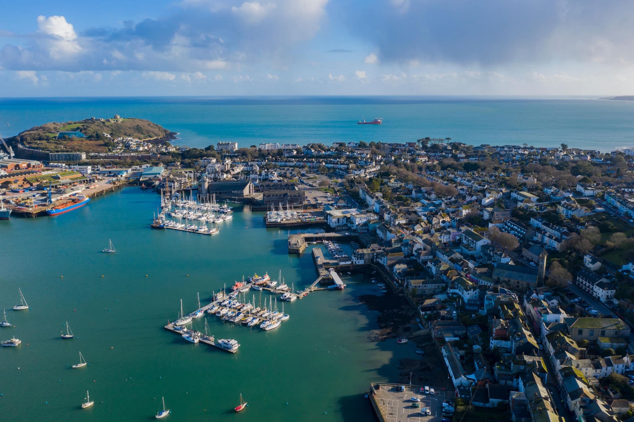 Falmouth Harbour, Cornwall, England on a beautiful winters day