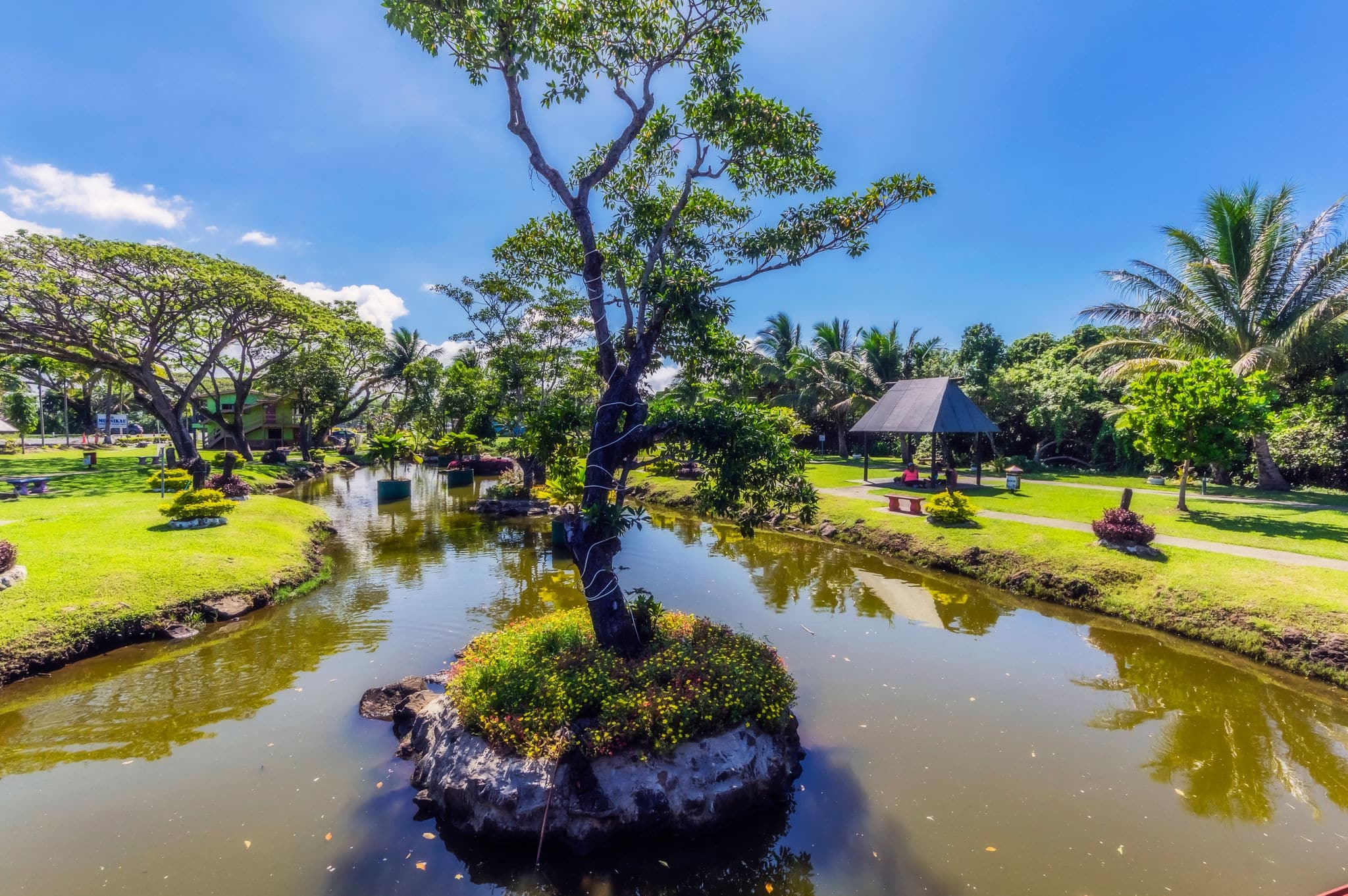 Area view in the centre of Suva, park, Fiji, pacific ocean