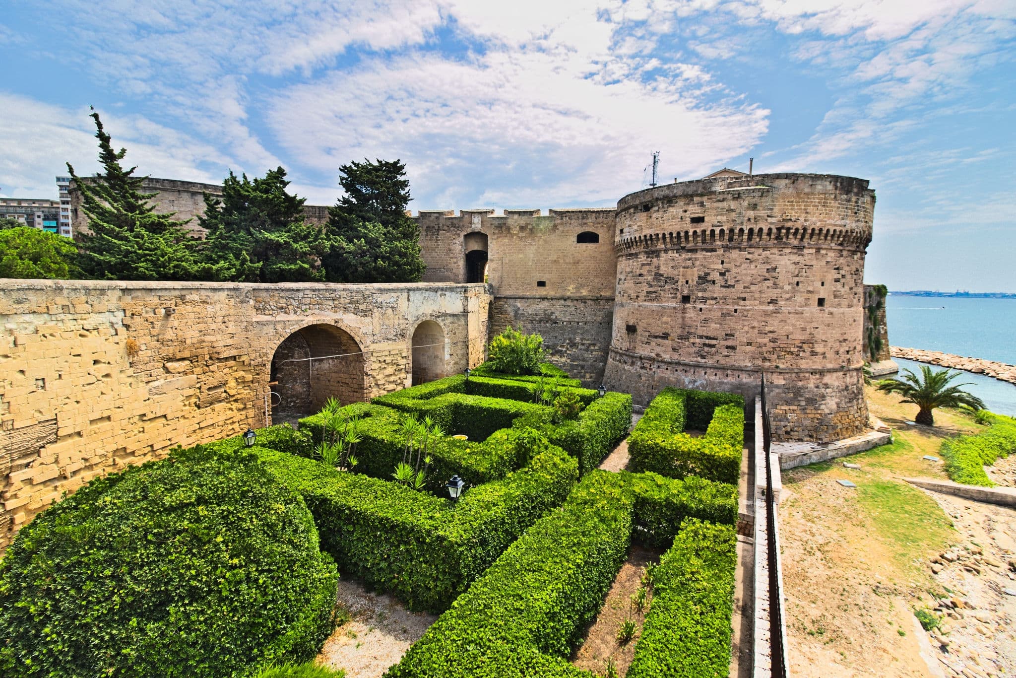 Aragonese Castle of Taranto and revolving bridge on the waterway, Puglia, Italy
