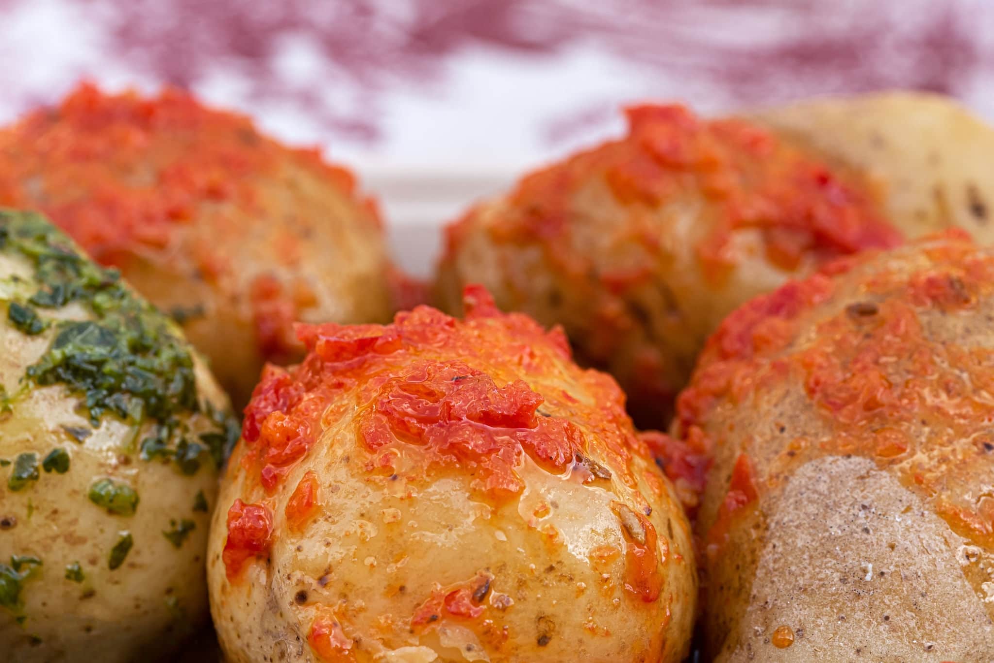 The typical dish of the Canary Islands, Papas Arrugas with spicy Mojo Picon sauce