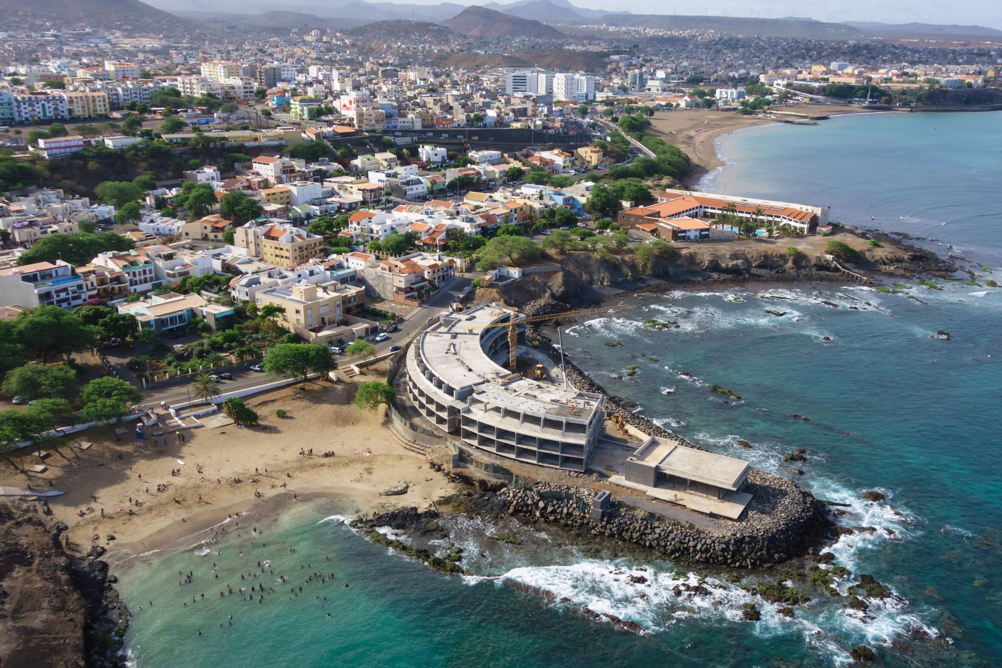 Aerial view of Praia city in Santiago - Capital of Cape Verde Islands - Cabo Verde