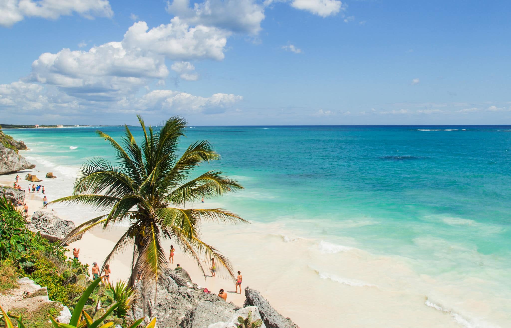 The park in Tulum. Beautiful beach on the Caribbean coast. Yucatan, Mexico
