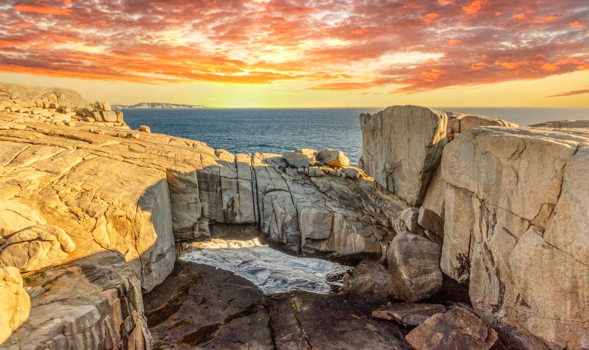 Natural Bridge at sunset Torndirrup National Park Albany Western Australia WA