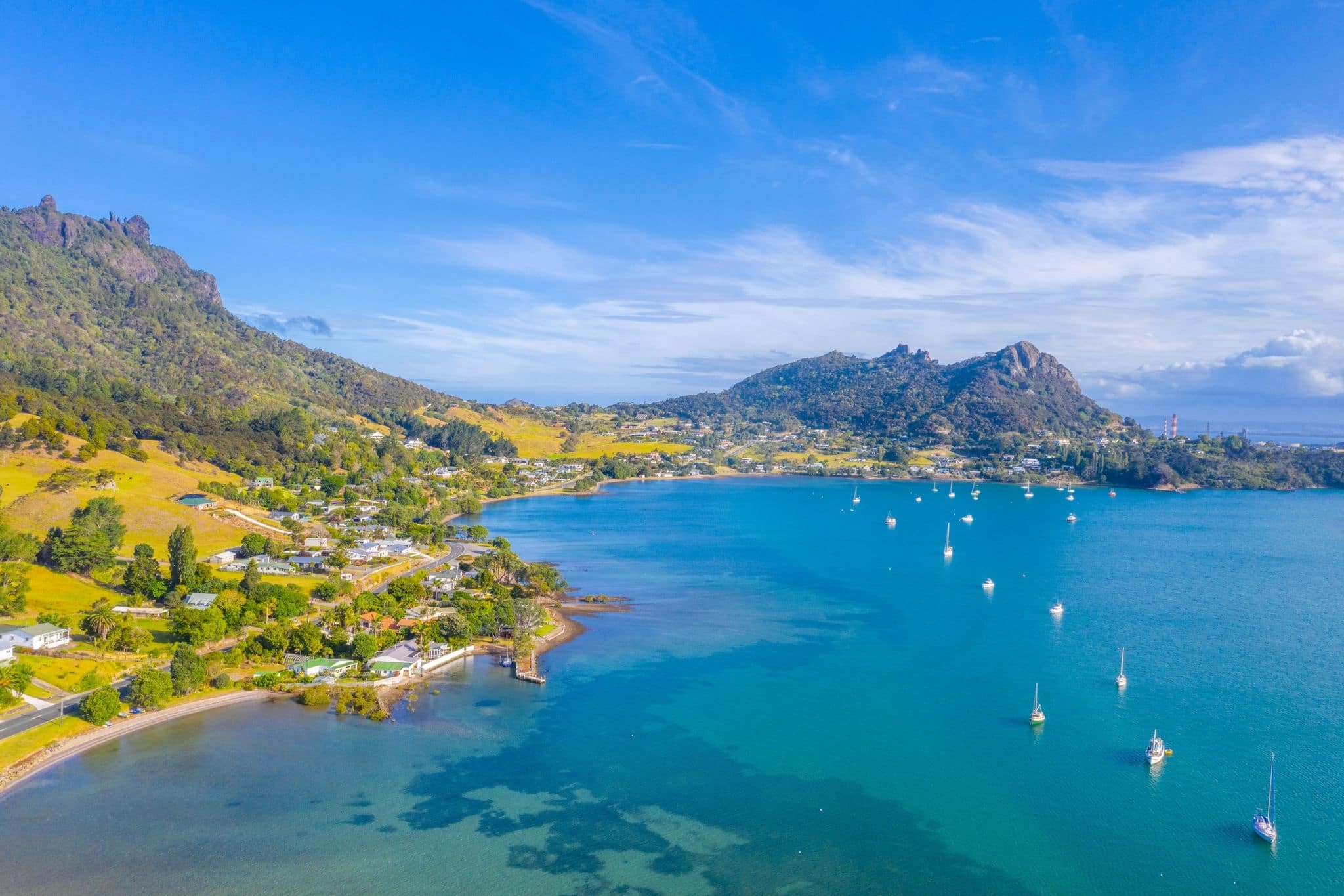 Aerial view of Whangarei Heads in New Zealand