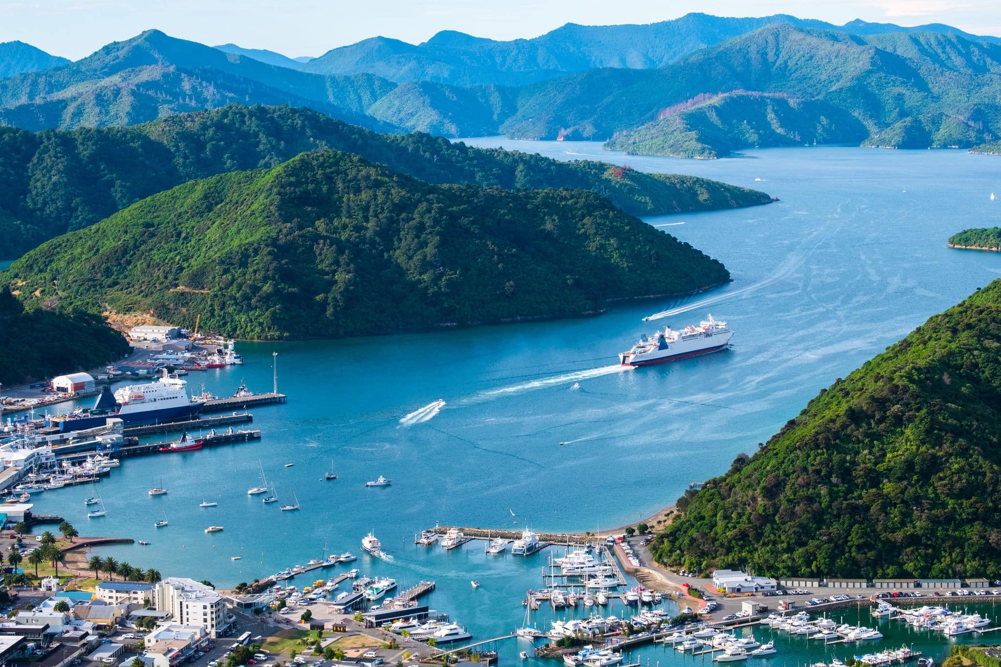 Paranomic view of Picton, New Zealand, View from Tirohanga Track.