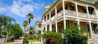 Beautiful vintage homes of the historical district in Galveston, Texas.